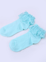 Chaussettes lolita coupe dentelle coton mixte pur bleu Déguisements Halloween