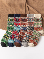 Chaussettes Noël Laine Marron Café Color Block