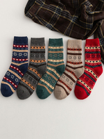 Chaussettes Noël Vert Coton Mélangé Géométrique