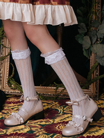 Chaussettes Sweet Lolita Bas en Lolita Blanc avec Volants en Dentelle Déguisements Halloween