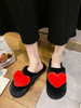 Chaussons Fausse Fourrure Imprimés Femmes avec Bout Rond Pantoufles Bicolores Hivers Chaud et Comfortable Intérieur