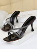Chaussons Sandale Noir PVC Bout Carré Supérieur Slip-On Sandales Élégantes Sandales Mules