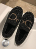 Chaussons Teddys Hiver Femme Décors avec Boucles Métals avec Bout Rond Bicolores Chaussons Chaud et Comfortable Intérieur