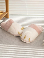 Chaussons Teddys Hiver Femme Imprimés Décors avec Griffes avec Bout Rond Bicolores Chaussons Chaud et Comfortable Intérieur