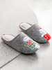 Chaussons Teddys Imprimés Femmes avec Bout Rond Pantoufles Bicolores Hivers Chaud et Comfortable NOEL Intérieur
