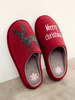 Chaussons Teddys Imprimés Femmes avec Bout Rond Pantoufles Bicolores Hivers Chaud et Comfortable NOEL Intérieur