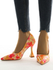 Chaussure à Talons Escarpins Hautes Fins Femmes avec Bout Pointu à Cuir Synthétique Vernis Imprimé Rouge Bicolore Femmes