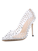 Chaussure à Talons Hautes Fins Escarpin Cloutée Femmes avec Bout Pointu à Cuir Synthétique Imprimés Animal Carreaux Unicolore Femmes
