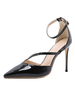 Chaussure à Talons Hautes Fins Escarpin Femmes avec Bout Pointu à Lacets avec Boucles à Cuir Synthétique Vernis Uicolores Femmes