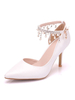 Chaussure à Talons Hautes Fins Escarpin Femmes avec Bout Pointu à Lacets avec Boucles Les Perles à Cuir Synthétique Vernis Uicolores Femmes