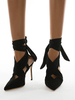 Chaussure à Talons Hautes Fins Escarpin Femmes avec Bout Pointu à Lacets avec Noeud à Cuir Synthétique en Croûte Uicolores Femmes