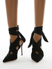 Chaussure à Talons Hautes Fins Escarpin Femmes avec Bout Pointu à Lacets Unicolore Femmes