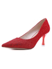 Chaussure à Talons Hautes Fins Escarpin Femmes avec Bout Pointu avec Paillettes Uicolores Rouge Femmes