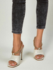 Chaussure à Talons Hautes Fins Sandales Femmes à Lacets Métals avec Bout Ouvert Brige Large Devant à Cuir Synthétique Vernis Bicolore Sandales Femmes
