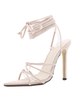 Chaussure à Talons Hautes Fins Sandales Femmes avec Bout Ouvert à Lacets Unicolore Femmes