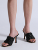 Chaussure à Talons Hautes Fins Sandales Pantoufles Femmes avec Bout Ouvert à Cuir Synthétique Tressée Unicolore Sandales Femmes