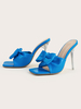 Chaussure à Talons Hautes Fins Sandales Pantoufles Femmes avec Bout Ouvert à Cuir Synthétique Unicolore avec Noeud Sandales Femmes