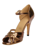 Chaussure de danse latine bronzée à talon aigu et peep-toe