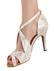 Chaussure de latine en soie et satin argent imprimé