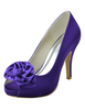 Chaussure de mariée violette à talon aigu avec fleur