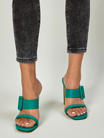 Chaussure Pantoufle à Talons Hautes Sandales Femmes à Bout Ouvert à Cuir Synthétique avec Boucles Unicolore Escarpins Femmes