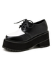 Chaussure Plateforme Mocassins Femmes en Cuir Synthétique à Bout Rond Bnicolore àLacets Chaussure Plate Mocassins Femmes