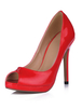 Chaussures à bout ouvert à talon aigu en cuir verni
