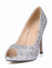 Chaussures à bout ouvert à talon aigusen tissu de paillettes