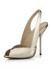 Chaussures à bout ouvert à talons aigus en cuir verni style cuir verni mocassin