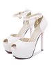 Chaussures à bout ouvert blanches Détails en métal Bride de cheville élégante Talons de plate-forme sexy dété