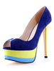 Chaussures à bout ouvert en micro daim color-block