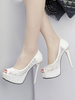 Chaussures à bout ouvert et talons aigus en dentelle unicolore mocassin et dentelle