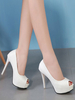 Chaussures à haut talon blanche à bout ouvert sandales pour le mariage