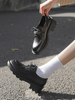 Chaussures à lacets noires Oxfords à bout rond talon chiot femmes
