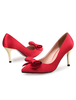 Chaussures à talons à talons aigus en satin motif poisson rouge mocassin avec noeud de polyuréthane / Synthétique