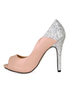 Chaussures à talons aiguilles bicolores peep-toe en Synthétique