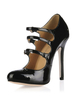 Chaussures à talons aigus en cuir verni noir avec boucle
