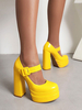 Chaussures à Talons avec Plateforme Femme avec Bout Carré avec Brides Unicolore