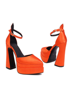 Chaussures à Talons avec Plateforme Femme avec Bout Carré avec Brides Unicolore