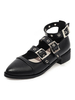 Chaussures à talons bas académique bout pointu Mary Jane noir pompes femmes