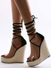 Chaussures à talons compensés pour femmes Chic à bout ouvert Talon compensé Brides à la cheville pour femmes Chaussures pour femmes