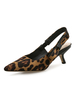 Chaussures à Talons Hautes Escarpins Fins Femmes à Bout Pointu à Cuir Synthétique en Croûte Imprimé Léopard avec Boucles