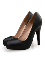 Chaussures à Talons Hautes Fins Escarpins Femmes avec Plateforme à Cuir Synthétique Unicolore à Bout Rond