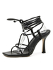 Chaussures à Talons Hautes Fins Sandales Femmes à Lacets à Cuir Synthétique à Bout Carré Unicolore Sexy