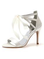 Chaussures à Talons Hautes Fins Sandales Femmes à Lacets avec Bout Rond à Cuir Synthétique Unicolore Chaussures à Talons Hautes Fins Sandales