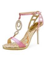 Chaussures à Talons Hautes Sandales Femmes avec Bout Ouvert Décors avec Boucles et Paillettes Imprimé Fleurs Bicolores