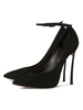 Chaussures à talons hauts escarpins à talon aigu en micro daim unicolore ruban aux chevilles de polyuréthane