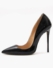 Chaussures à Talons Hauts escarpins à talon aigu Escarpins à bout pointu en cuir verni noir unicolore
