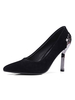 Chaussures à talons hauts escarpins à talon aigu noir orteil détail en métal sur les pompes