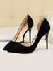Chaussures à talons hauts escarpins à talon aigu noirs en daim bout pointu sans lacets